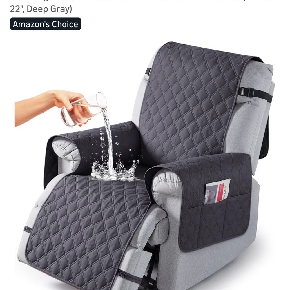 Waterproof Quilted Recliner Protector - Dark Gray